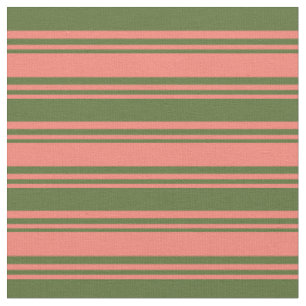 Tissu Saumon et vert foncé Olive Couleur Motif
