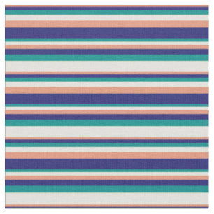 Tissu Saumon foncé, bleu, cyan foncé et jaune clair