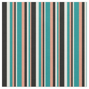 Tissu Saumon foncé, cyan foncé, jaune clair et noir