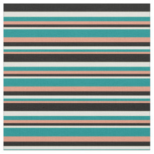 Tissu Saumon foncé, Cyan foncé, Jaune clair et Noir
