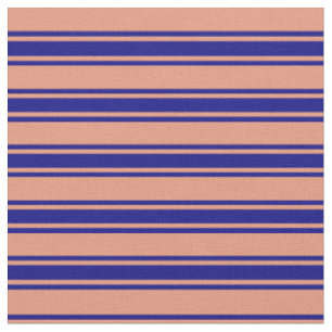 Tissu Saumon foncé et Motif bleu