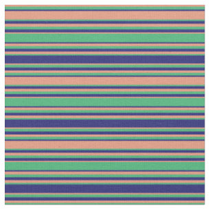 Tissu Saumon foncé, vert mer et Motif bleu nuit
