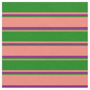 Tissu Saumon, vert et violet couleur Motif rayé