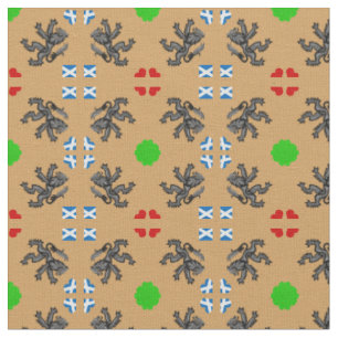 Tissu Scottish Flag & Lion Hearts, mode écossaise GLD2