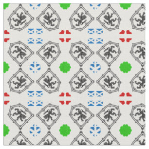 Tissu Scottish Flag & Lion Hearts, mode écossaise WHT