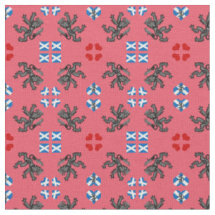 Tissu Scottish Flag & Lion Hearts, Scotland fashion PNK