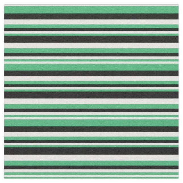 Tissu Sea Green, Mint Cream et Black Motif (Fermer)