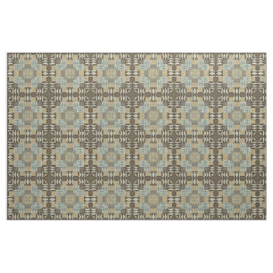 Tissu Seafoam Green Taupe Beige Dark Brown Ethnic Look