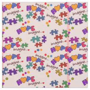 Tissu Sensibilisation sur l'autisme Hope Imagine Pink