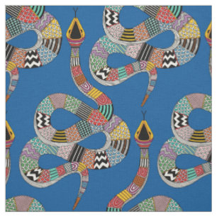 Tissu serpent graphique électrique bleu