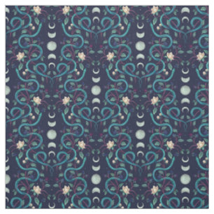Tissu Serpents païens et phases de lune