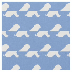 Tissu Shar Pei Chien Silhouette Animal bleu clair