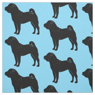 Tissu Shar Pei en silhouette sur le bleu