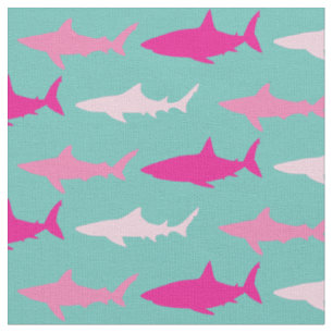 Tissu Sharks jolie silhouette rose Turquoise