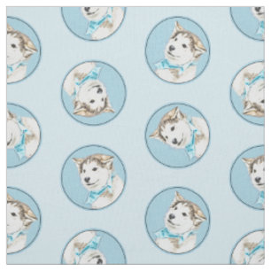 Tissu Sibérie Husky Puppy Peinture Chien Rouge Cuivre Ar