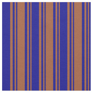 Tissu Sienne et bandes bleu foncé