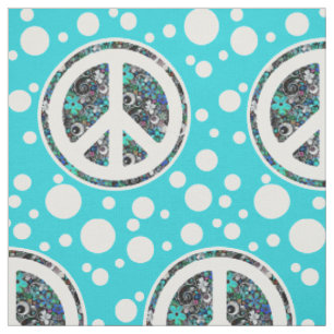 Tissu Signe de paix de flower power II + votre backgr.