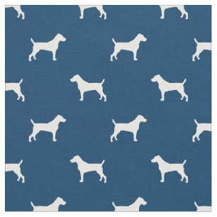 Tissu silhouette bleue de jack russell terrier dog
