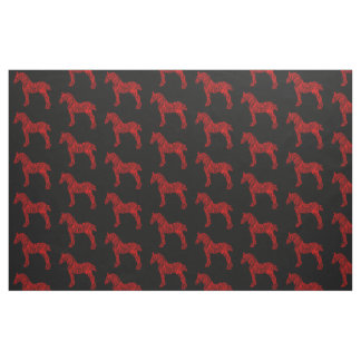 Tissu Silhouette de cheval rouge et noir