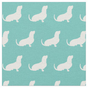 Tissu Silhouette de chien Basset Hound Teal