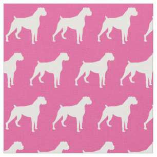 Tissu Silhouette de chien Boxer Animal de compagnie Rose