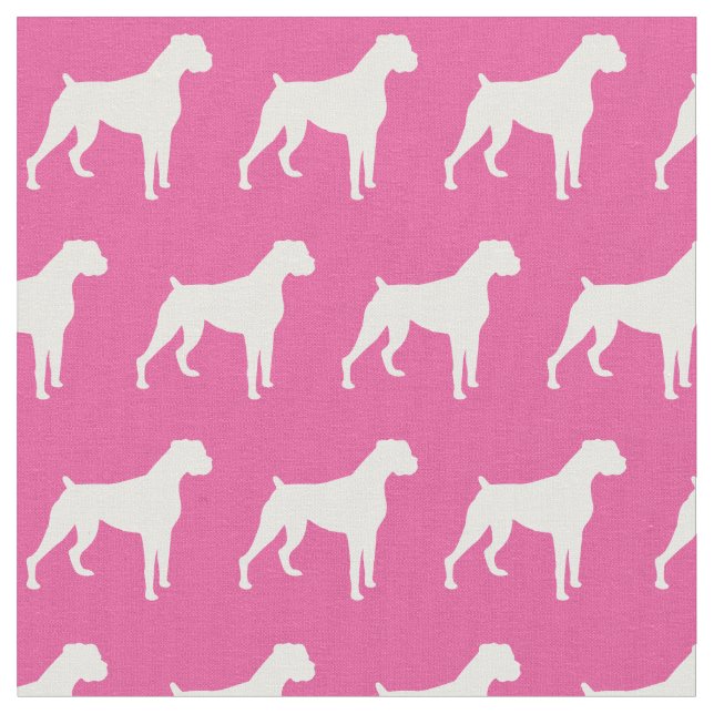 Tissu Silhouette de chien Boxer Animal de compagnie Rose (Fermer)