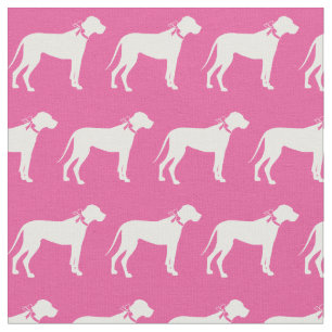 Tissu Silhouette de chien Danois rose