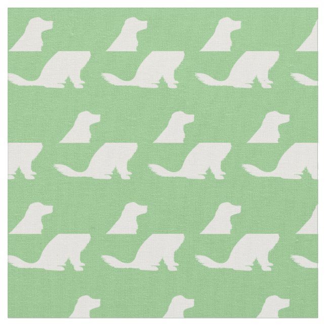 Tissu Silhouette de chien d'équipe doré Vert (Fermer)