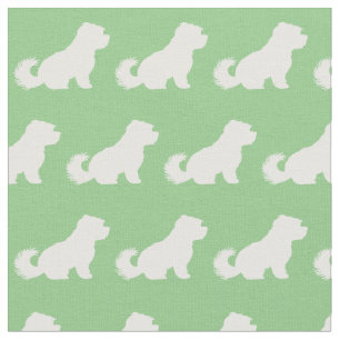 Tissu Silhouette de chien maltais Vert sauge
