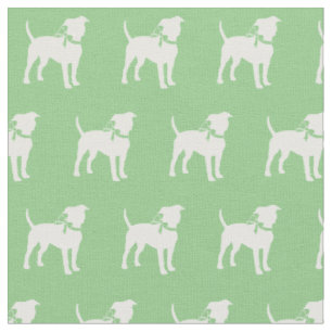 Tissu Silhouette de chien Staffordshire américain Vert s