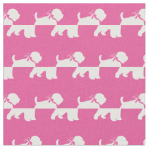 Tissu Silhouette de chien Terrier Wheaten Rose