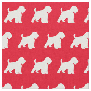 Tissu Silhouette de chien Terrier Wheaten Rouge