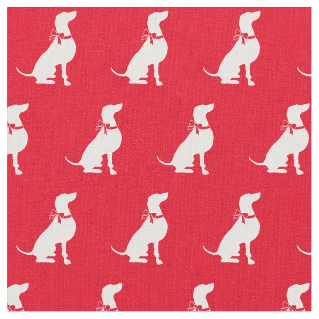 Tissu Silhouette de chien Weimaraner en Rouge (Fermer)