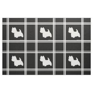Tissu Silhouette de Westie sur fond noir