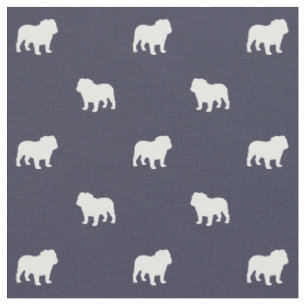 Tissu Silhouettes Bulldog Anglais Motif Midnight Blue