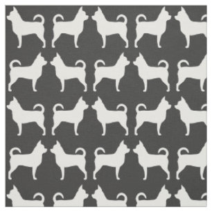 Tissu Silhouettes de chien Chihuahua motif gris et blanc