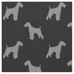 Tissu Silhouettes de chien de Terrier d'Airedale Gris Mo