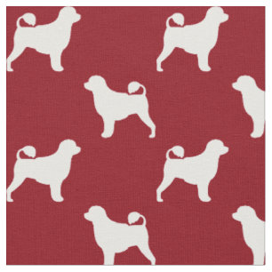 Tissu Silhouettes de chien d'eau portugais rouge et blan