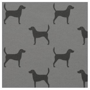 Tissu Silhouettes de Chien Harrier Gris et Noir Motif