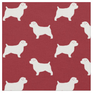 Tissu Silhouettes de chien Norfolk Terrier rouge et blan
