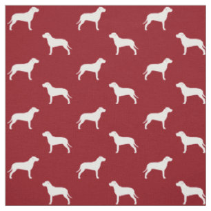 Tissu Silhouettes de Chien Taureau à motifs rouge et bla