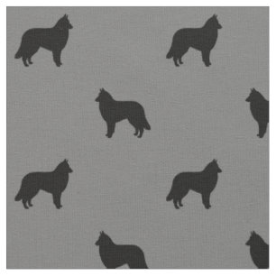 Tissu Silhouettes de chiens Tervuren belges noir et gris