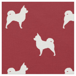 Tissu Silhouettes de Chihuahua à pois longs rouge et bla