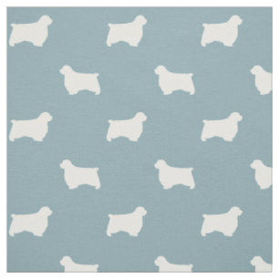Tissu Silhouettes de Clumber Spaniel bleu et blanc