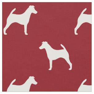 Tissu Silhouettes de Fox Terrier Glabre Rouge et Blanc
