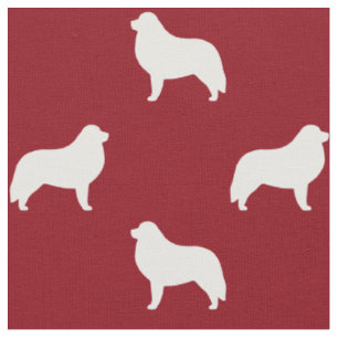 Tissu Silhouettes de Grand Pyrenees Motif Rouge et Blanc