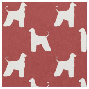 Tissu Silhouettes de Lévrier Afghan motif rouge et blanc