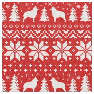 Tissu Silhouettes de Noël Schipperke Motif de Noël