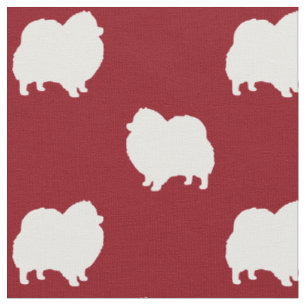 Tissu Silhouettes de Poméranie à motif rouge et blanc