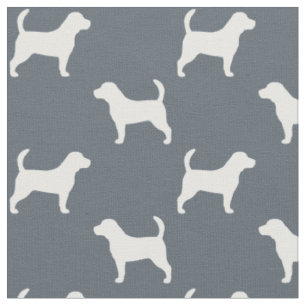 Tissu Silhouettes de race de chien Beagle imprimées